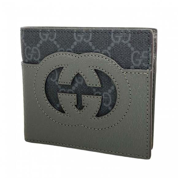 Gucci GG Supreme Wallet 701417 Leather Gray Men's